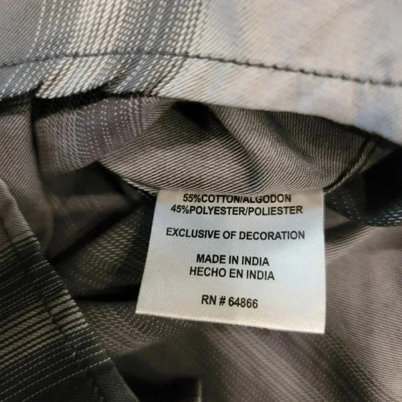 Modern Culture Button Shirt Gray Striped Long Sleeve Size Large NWT - Picture 3 of 8